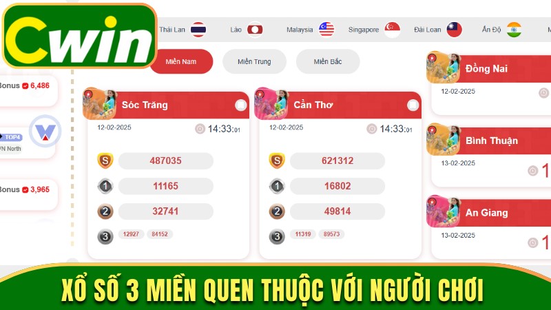 Xổ số 3 miền quen thuộc với người chơi tại nhà cái